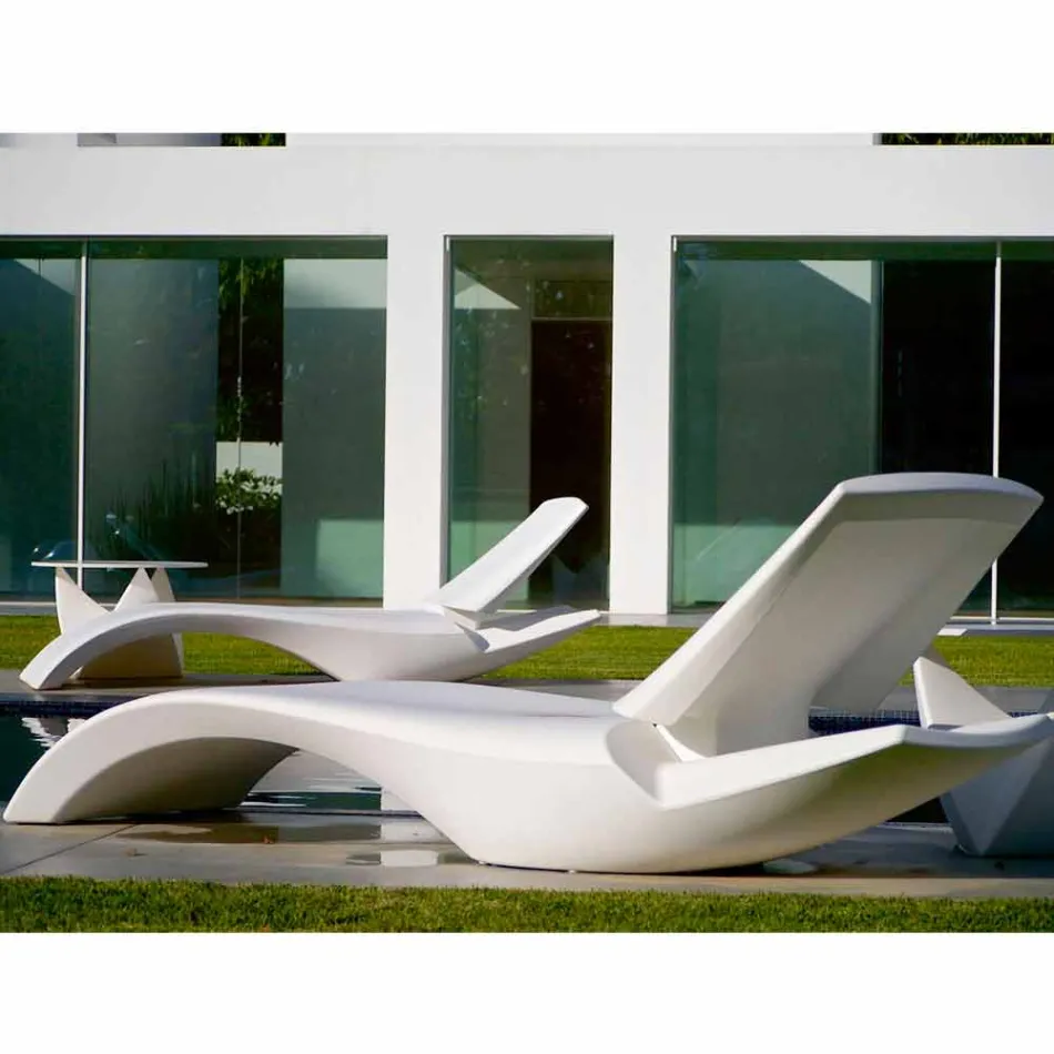 Espreguiçadeira de jardim Chaise Longue Design em plástico branco - Zoe by Mayyour Viadurini