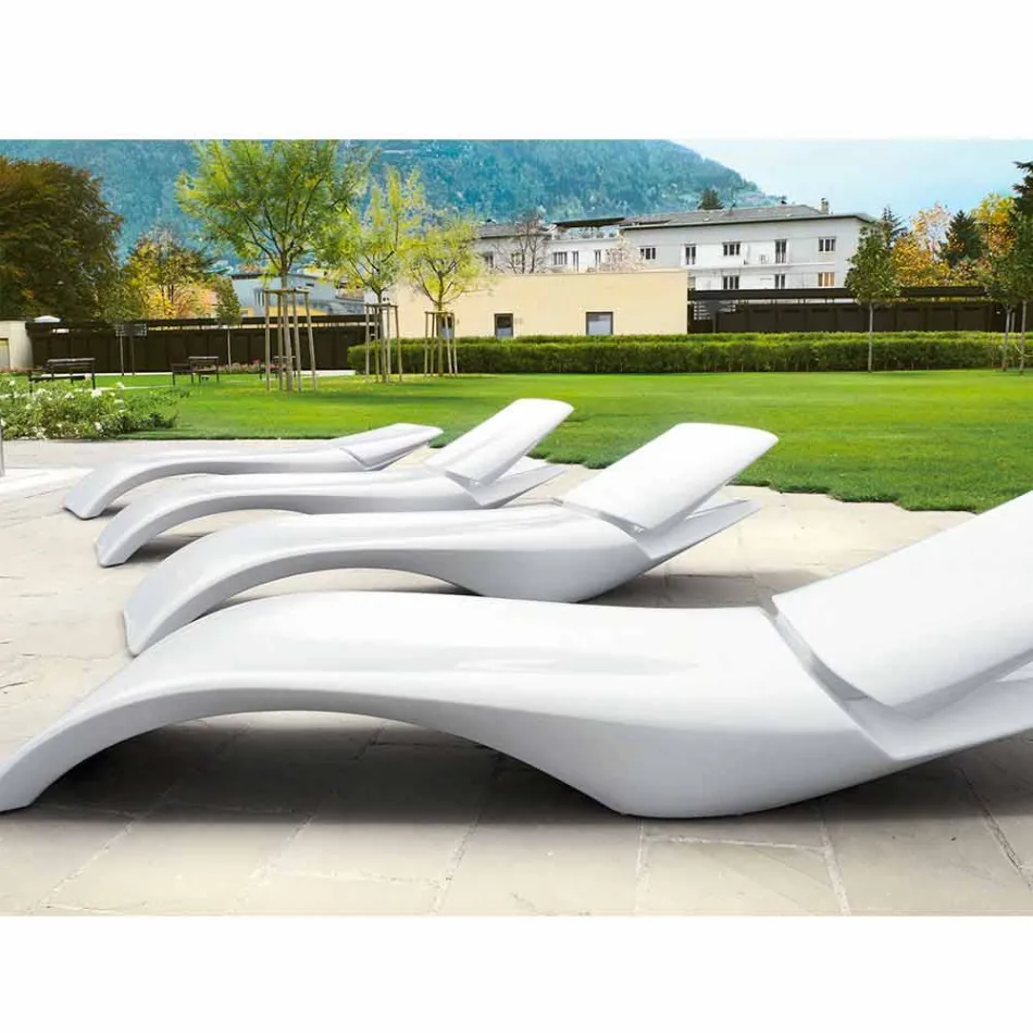 Espreguiçadeira de jardim Chaise Longue Design em plástico branco - Zoe by Mayyour Viadurini