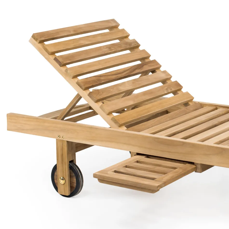 Espreguiçadeira de jardim em madeira de teca natural - Yggdrasil Viadurini