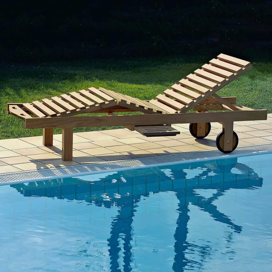 Espreguiçadeira de jardim em madeira de teca natural - Yggdrasil Viadurini