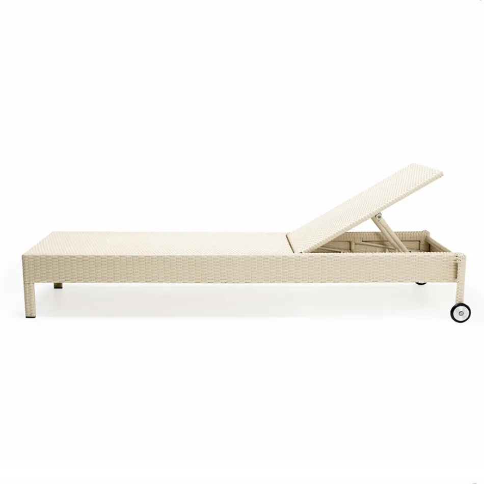 Espreguiçadeira de jardim de vime poli com rodas - Sunbathe Viadurini