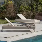 Espreguiçadeira de jardim de vime poli com rodas - Sunbathe Viadurini