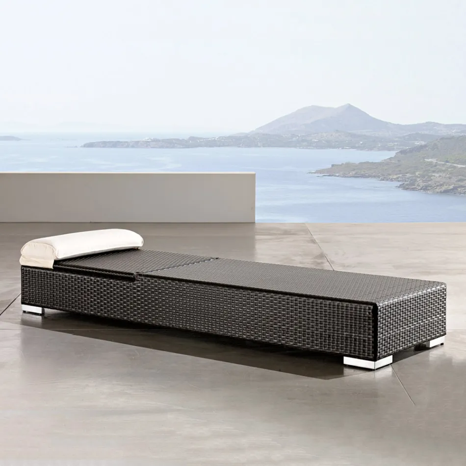 Espreguiçadeira de jardim em polirattan tecido à mão - Experia Viadurini