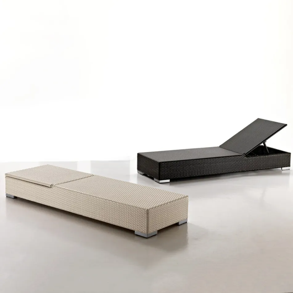 Espreguiçadeira de jardim em polirattan tecido à mão - Experia Viadurini