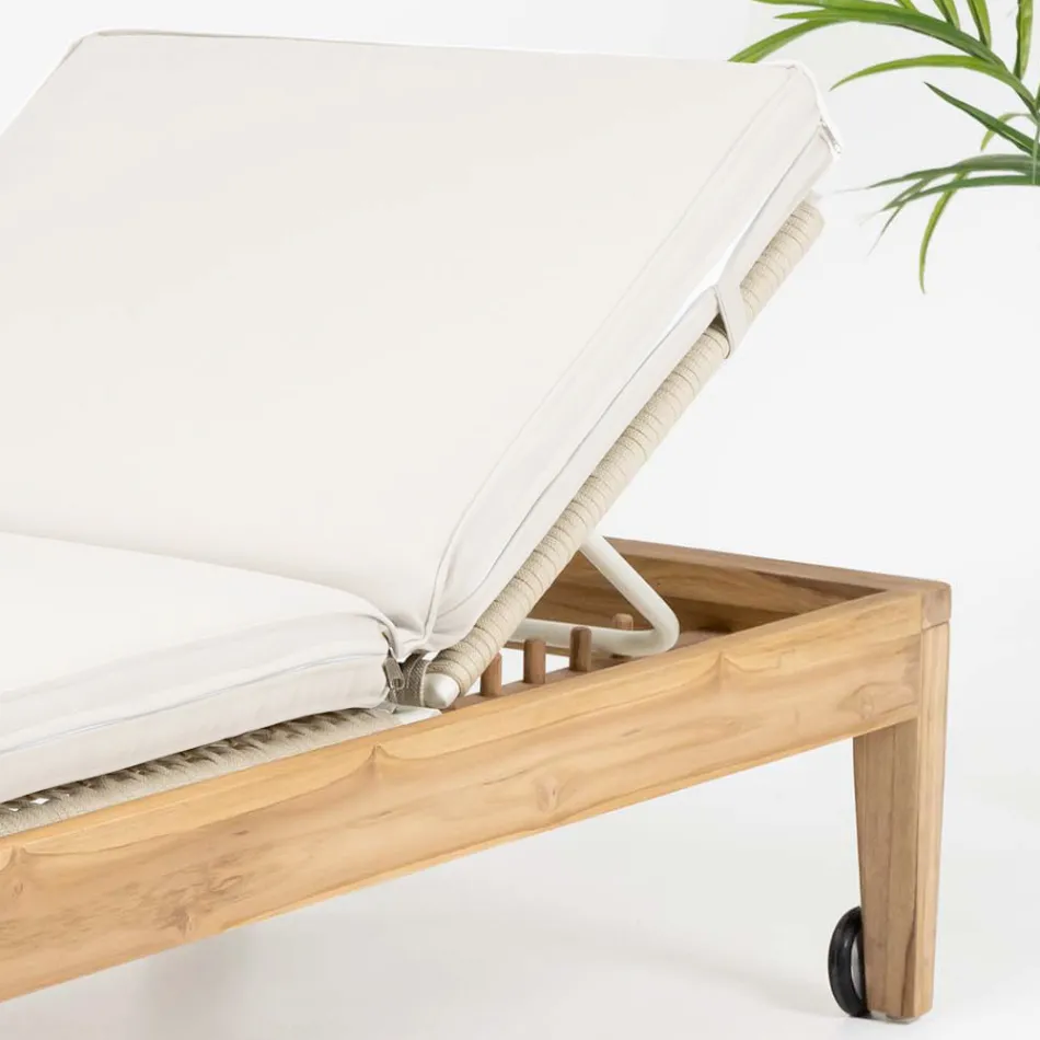 Espreguiçadeira de jardim em teca e corda - Jhon Viadurini