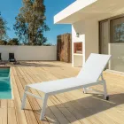 Espreguiçadeira de jardim moderna em alumínio com rodas para exteriores - Franz Viadurini
