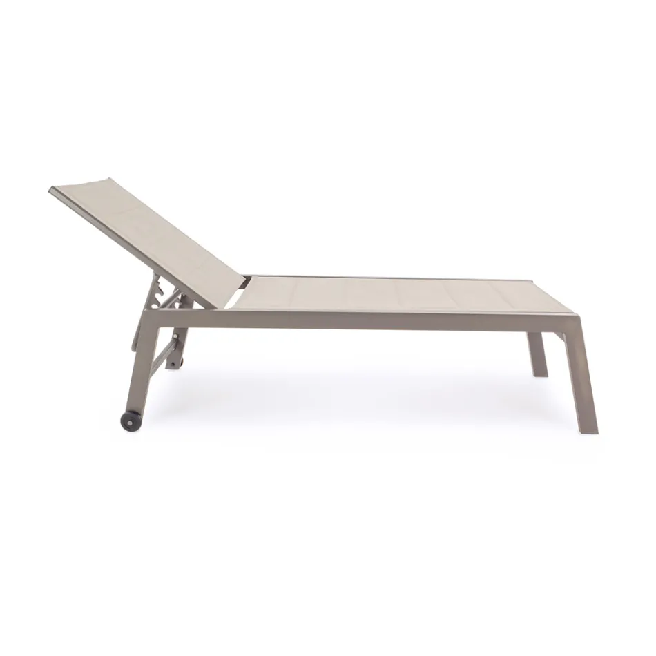 Espreguiçadeira de jardim moderna em alumínio com rodas para exteriores - Franz Viadurini