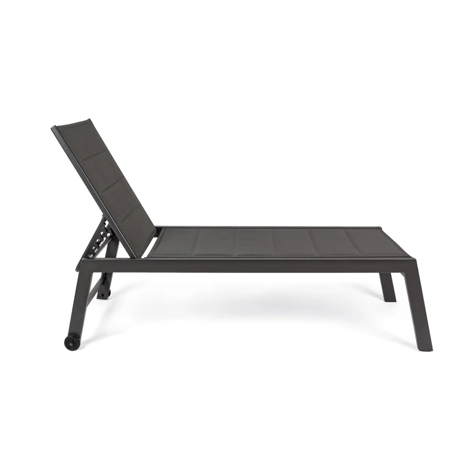 Espreguiçadeira de jardim moderna em alumínio com rodas para exteriores - Franz Viadurini
