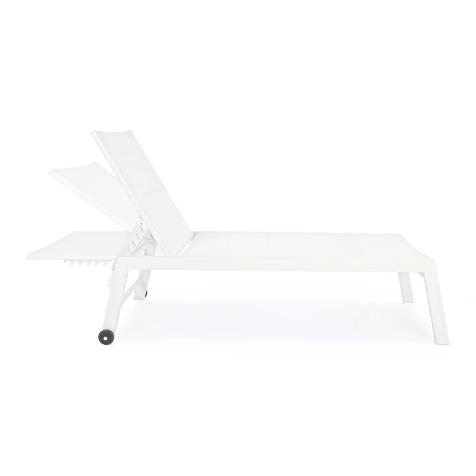 Espreguiçadeira de jardim moderna em alumínio com rodas para exteriores - Franz Viadurini