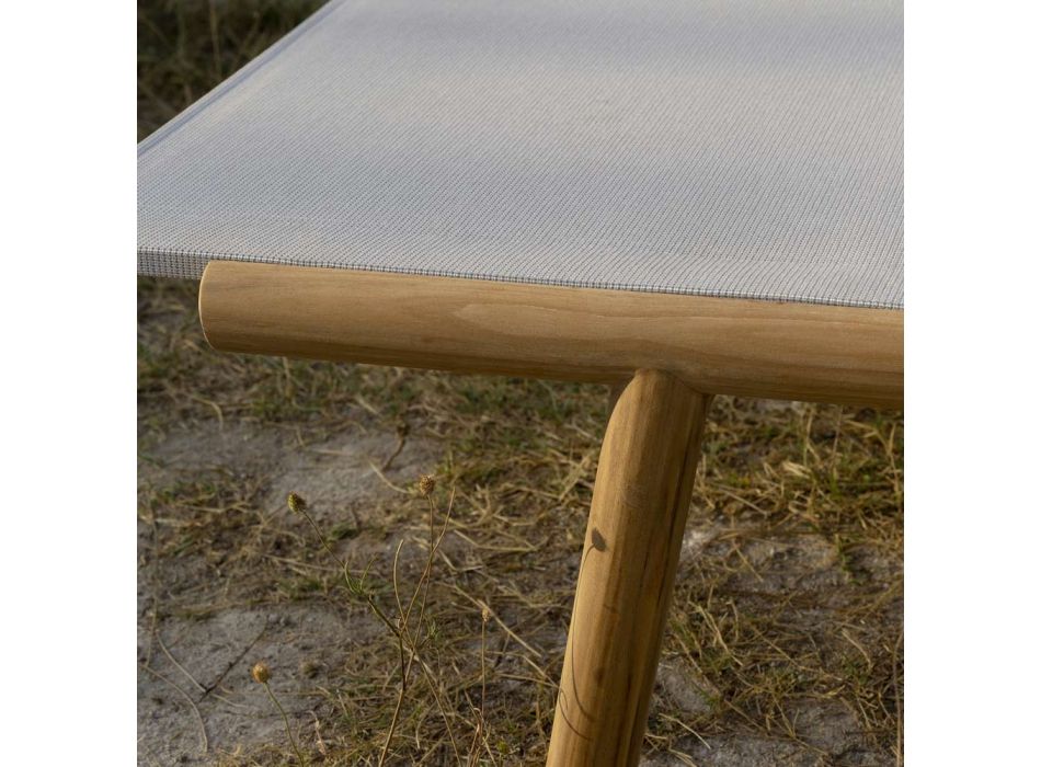 Espreguiçadeira ajustável ao ar livre em teca e têxtil fabricado na Itália - Liberato Viadurini