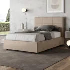 Cama de 120x200 cm com cabeceira retangular em couro sintético, fabricada na Itália - Brina Viadurini