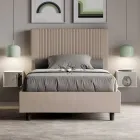 Cama de 120x200 cm com cabeceira decorada com linhas verticais, fabricada na Itália - Pattini Viadurini