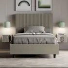 Cama de 120x200 cm com cabeceira decorada com linhas verticais, fabricada na Itália - Pattini Viadurini