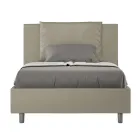 Cama de 120x200 cm com cabeceira e almofadas em couro sintético, fabricada na Itália - Olimpiadi Viadurini