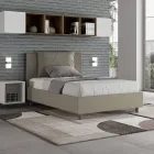 Cama de 120x200 cm com cabeceira e almofadas em couro sintético, fabricada na Itália - Olimpiadi Viadurini