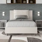 Cama de 120x200 cm com cabeceira e almofadas em couro sintético, fabricada na Itália - Olimpiadi Viadurini