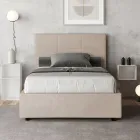 Cama de 140x200 cm com cabeceira retangular em microfibra, fabricada na Itália - Brina Viadurini