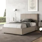 Cama de 140x200 cm com cabeceira retangular em microfibra, fabricada na Itália - Brina Viadurini