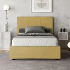 Cama de 140x200 cm com cabeceira retangular em microfibra, fabricada na Itália - Brina Viadurini