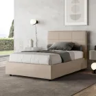 Cama de 140x200 cm com cabeceira retangular em couro sintético, fabricada na Itália - Brina Viadurini