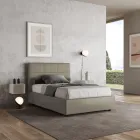 Cama de 140x200 cm com cabeceira retangular em couro sintético, fabricada na Itália - Brina Viadurini