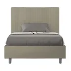 Cama de 140x200 cm com cabeceira decorada com linhas verticais, fabricada na Itália - Pattini Viadurini