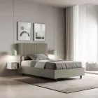 Cama de 140x200 cm com cabeceira decorada com linhas verticais, fabricada na Itália - Pattini Viadurini