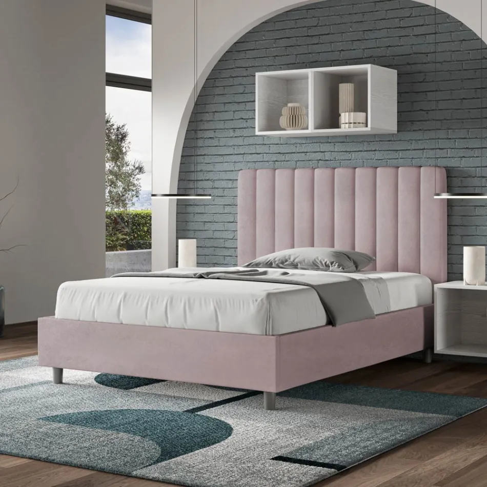 Cama de microfibra 140x200 cm com linhas verticais simétricas, fabricada na Itália - Glove Viadurini