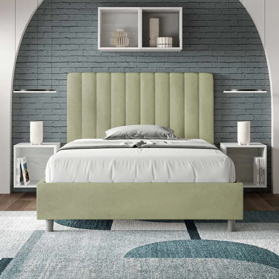 Cama de microfibra 140x200 cm com linhas verticais simétricas, fabricada na Itália - Glove Viadurini