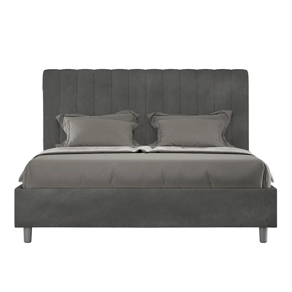 Cama de microfibra 160x200 cm com linhas verticais simétricas, fabricada na Itália - Glove Viadurini