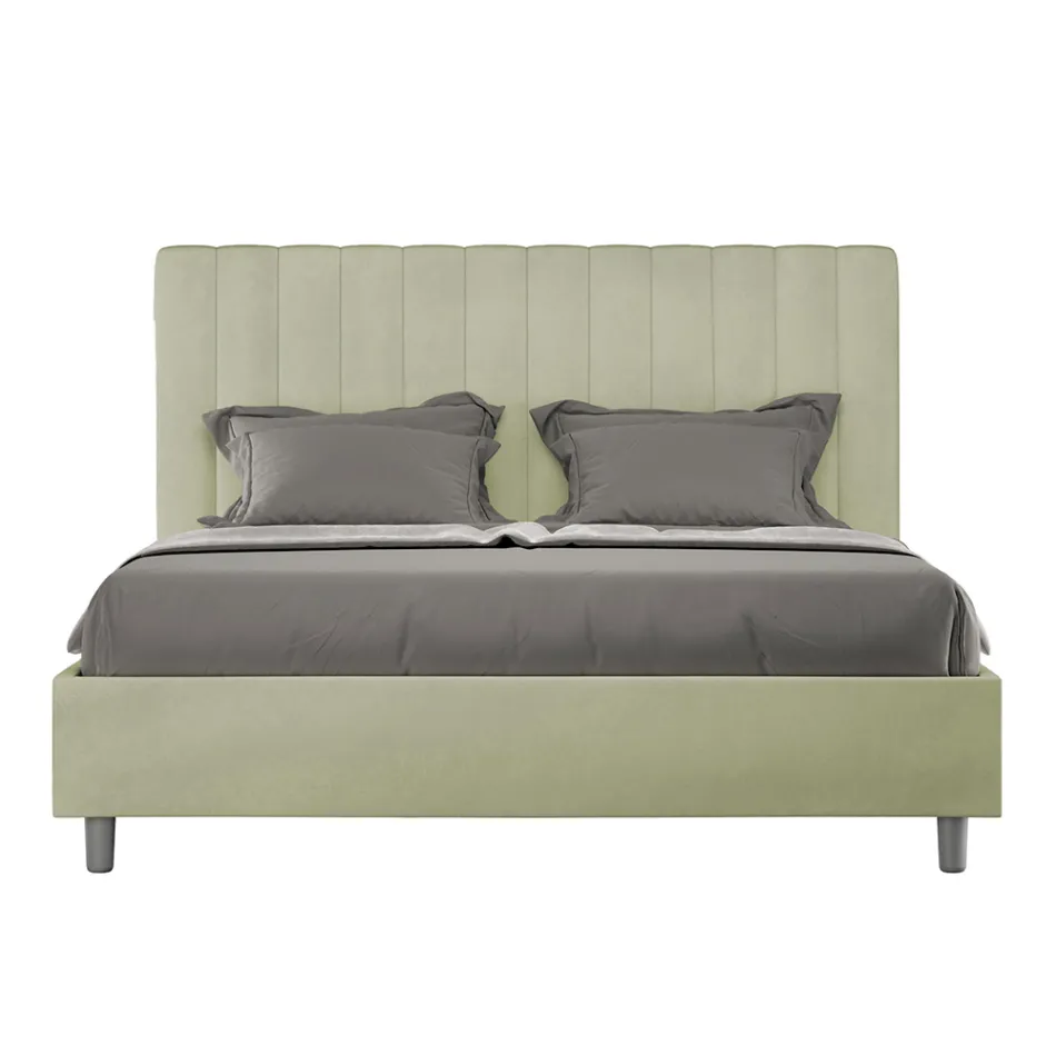 Cama de microfibra 160x200 cm com linhas verticais simétricas, fabricada na Itália - Glove Viadurini