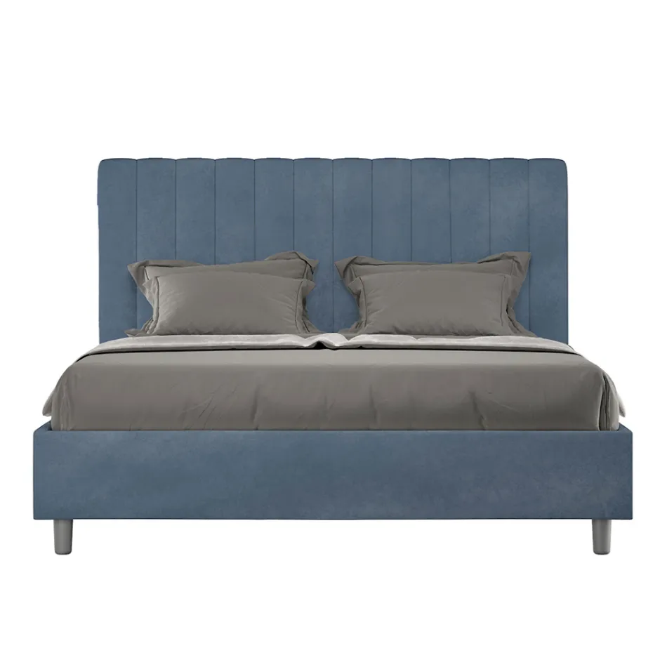 Cama de microfibra 160x200 cm com linhas verticais simétricas, fabricada na Itália - Glove Viadurini