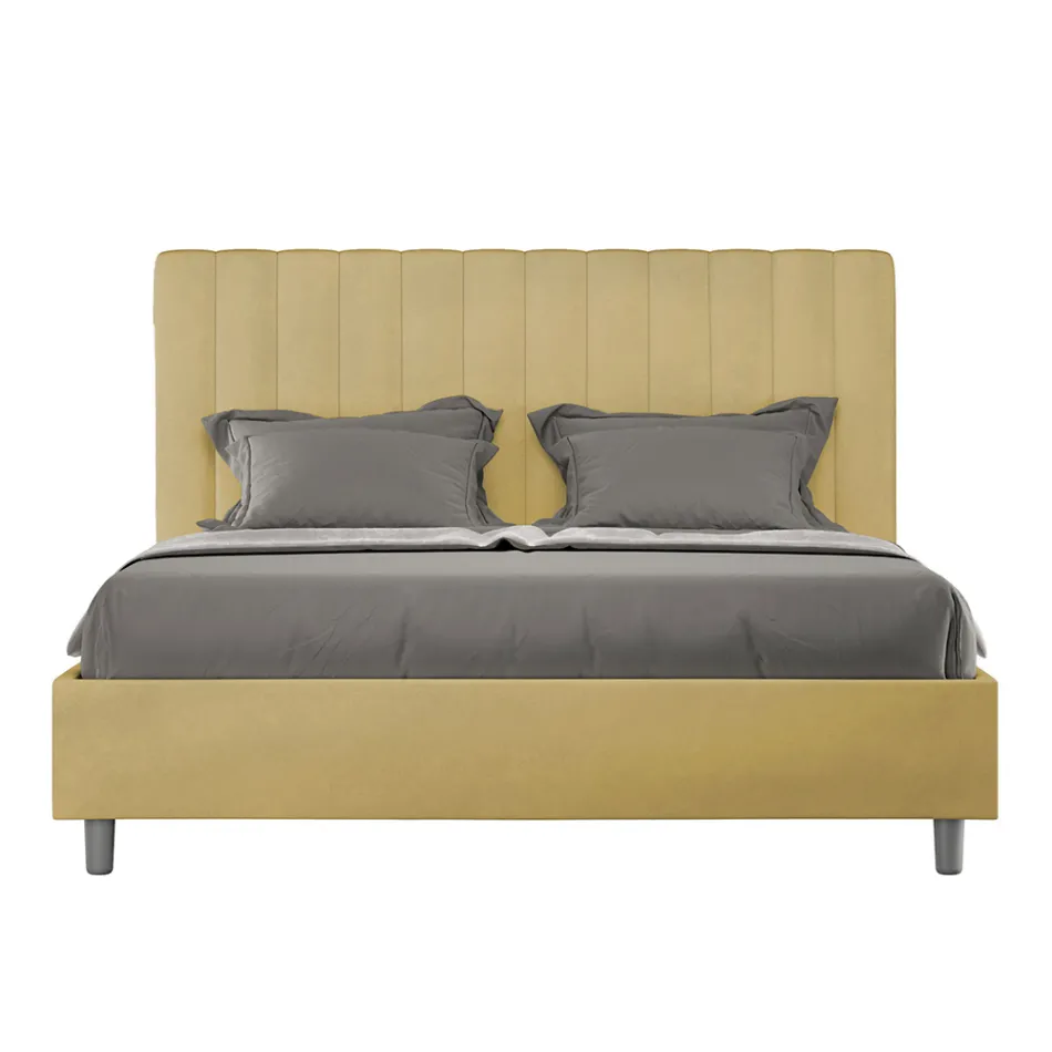 Cama de microfibra 160x200 cm com linhas verticais simétricas, fabricada na Itália - Glove Viadurini