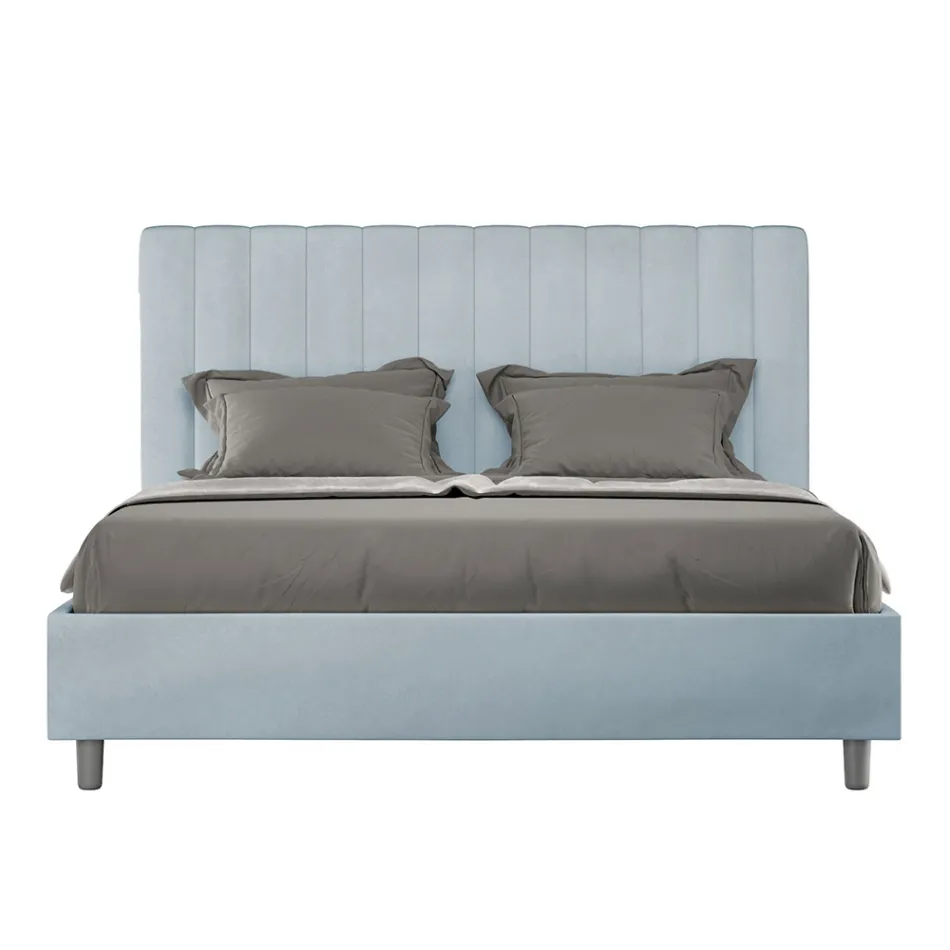 Cama de microfibra 160x200 cm com linhas verticais simétricas, fabricada na Itália - Glove Viadurini