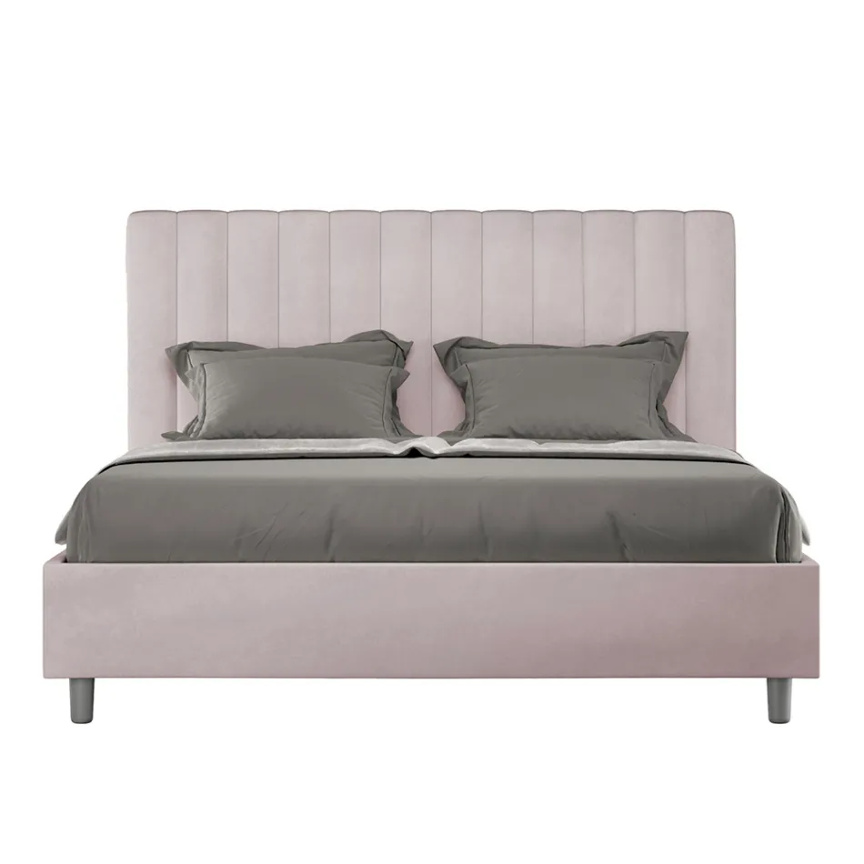 Cama de microfibra 160x200 cm com linhas verticais simétricas, fabricada na Itália - Glove Viadurini