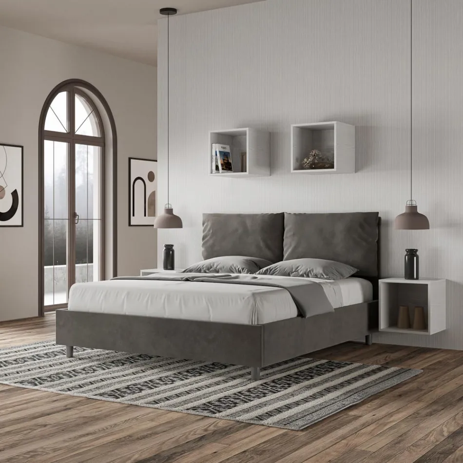 Cabeceira de cama 160x200 cm com almofadas de microfibra, fabricada na Itália - Olympic Viadurini