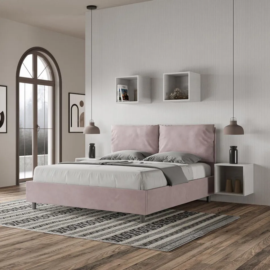 Cabeceira de cama 160x200 cm com almofadas de microfibra, fabricada na Itália - Olympic Viadurini