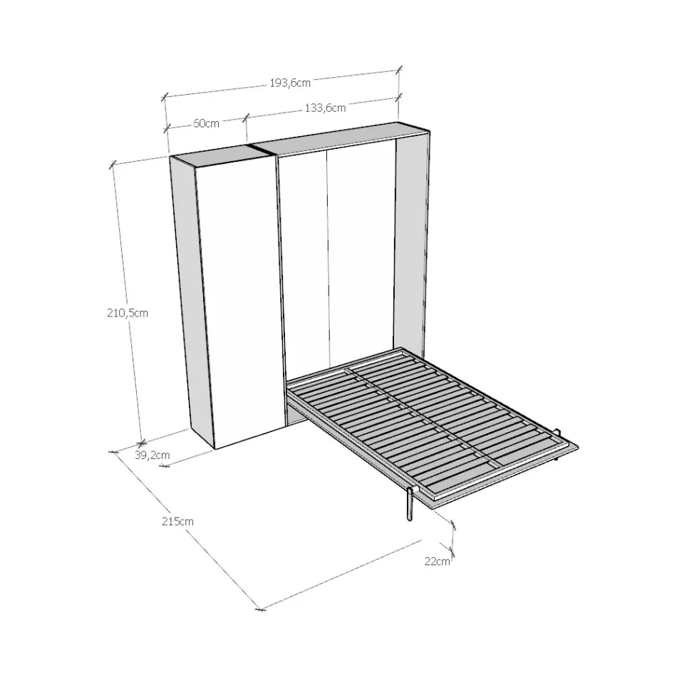 Cama Queen Size com Dobrável Vertical e Coluna - Magicompare Viadurini