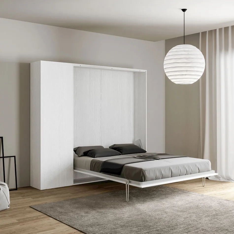 Cama Queen Size com Dobrável Vertical e Coluna - Magicompare Viadurini