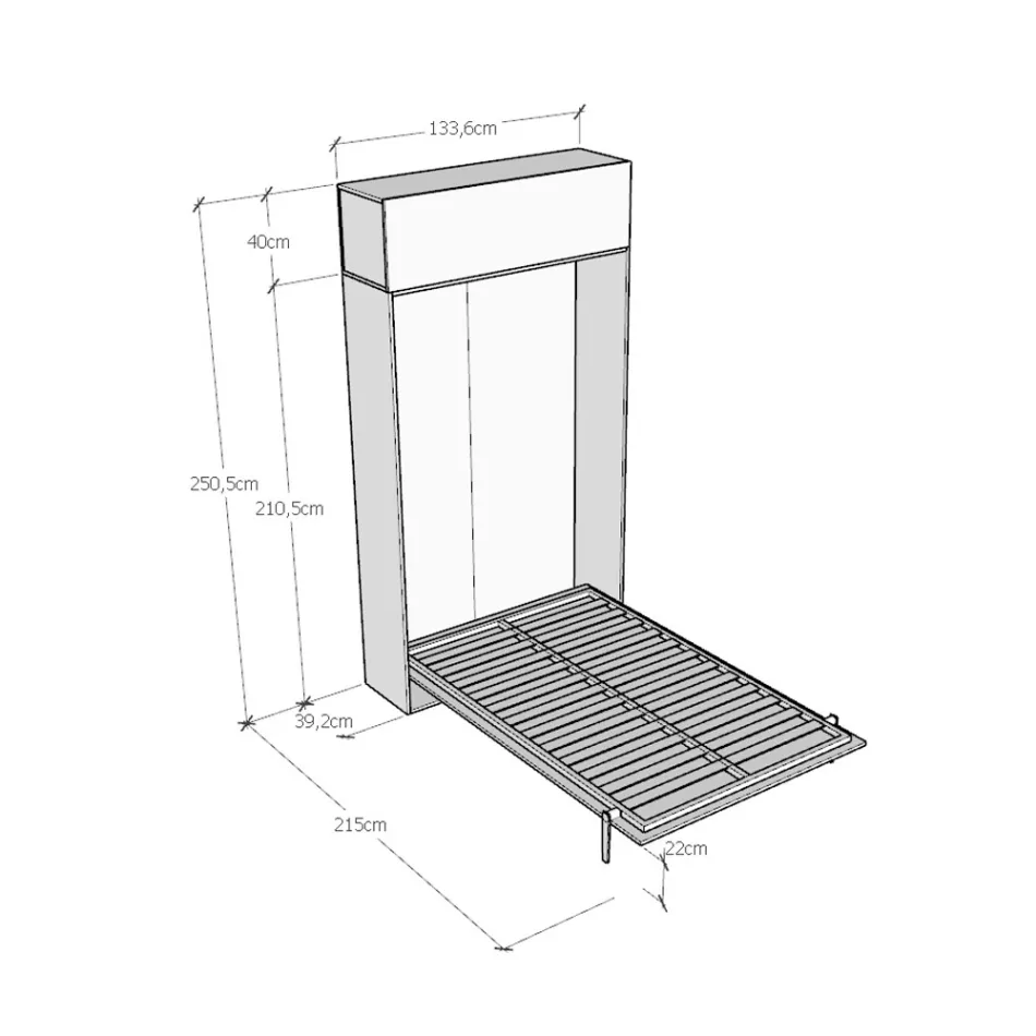 Cama Queen Size com Dobrável Vertical e Unidade de Parede - Magicompare Viadurini