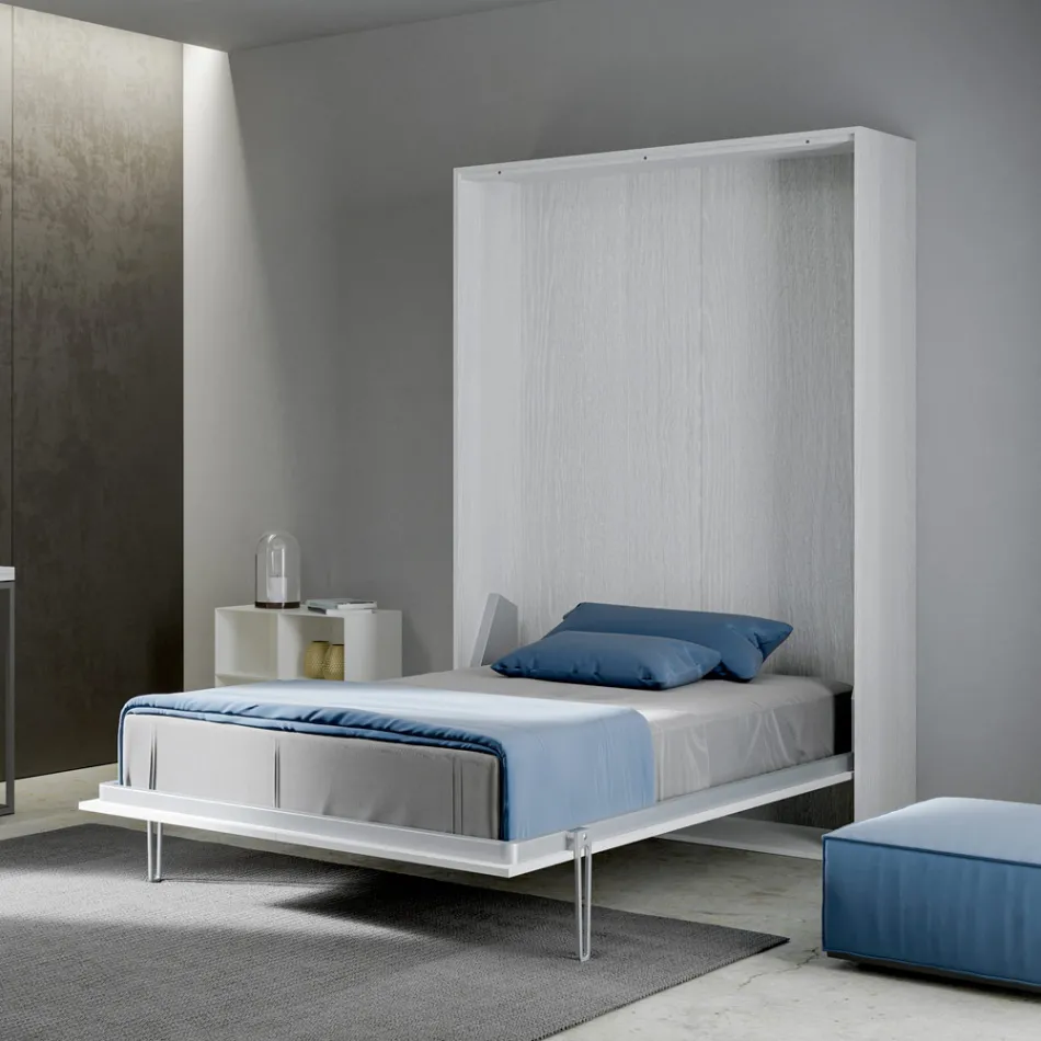 Cama Queen Size com Dobrável Vertical em Diferentes Acabamentos - Magicompare Viadurini
