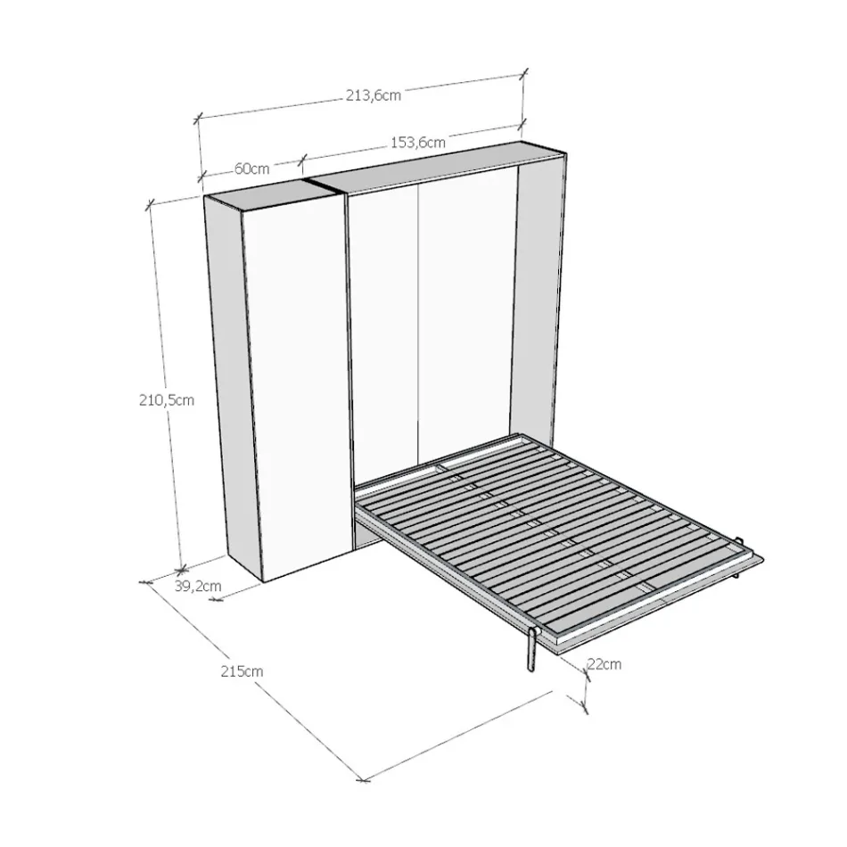 Cama francesa dobrável vertical com coluna - Magicompare Viadurini