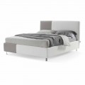 Cama de Casal com Recipiente em Ecoleather Bicolor Made in Italy - Jasmine