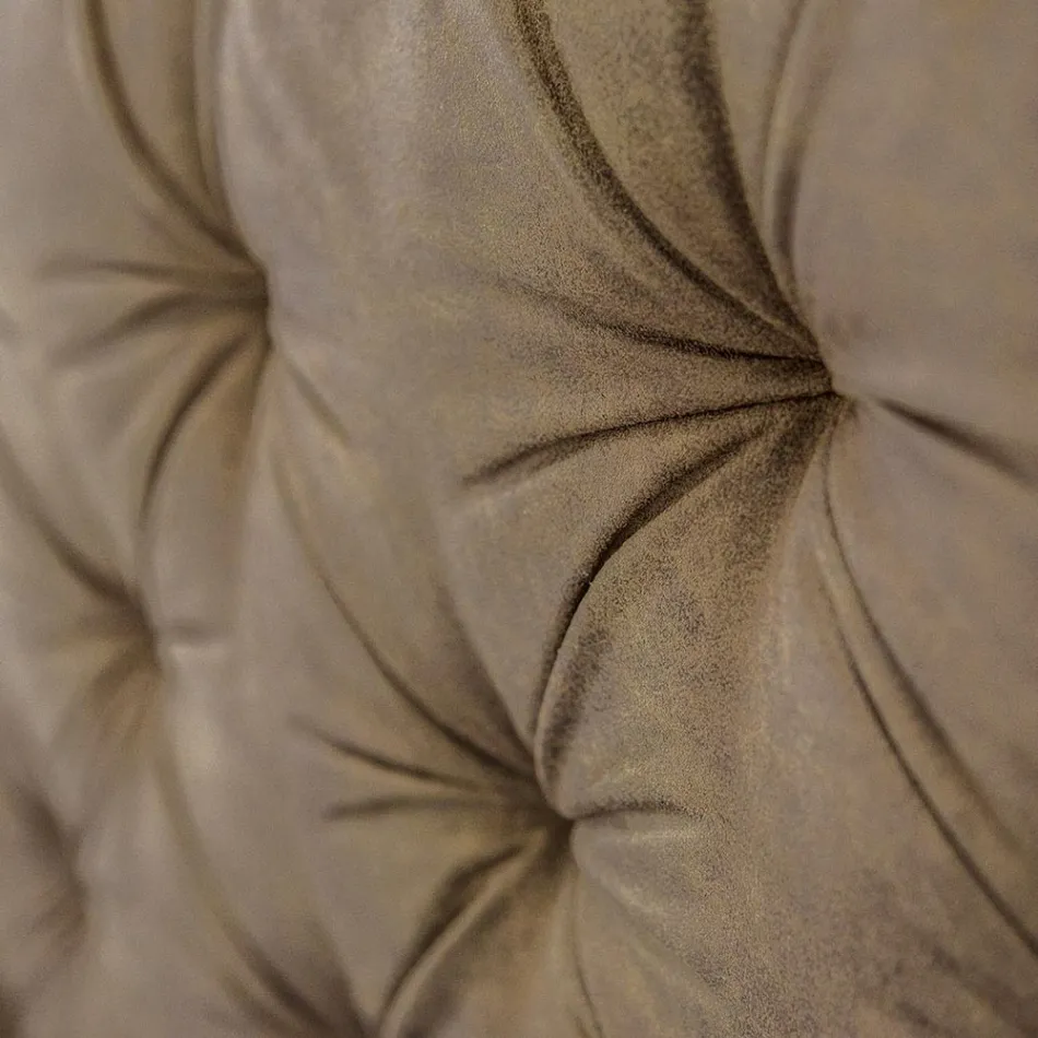 Cama dupla estofada em tecido ou couro ecológico fabricada na Itália - Euro Viadurini