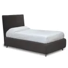 Cama de Solteiro com Cabeceira em Tecido Made in Italy - Fiuto Viadurini