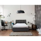 Cama grande com cabeceira e pés acolchoados Fabricado na Itália - Aaron Viadurini