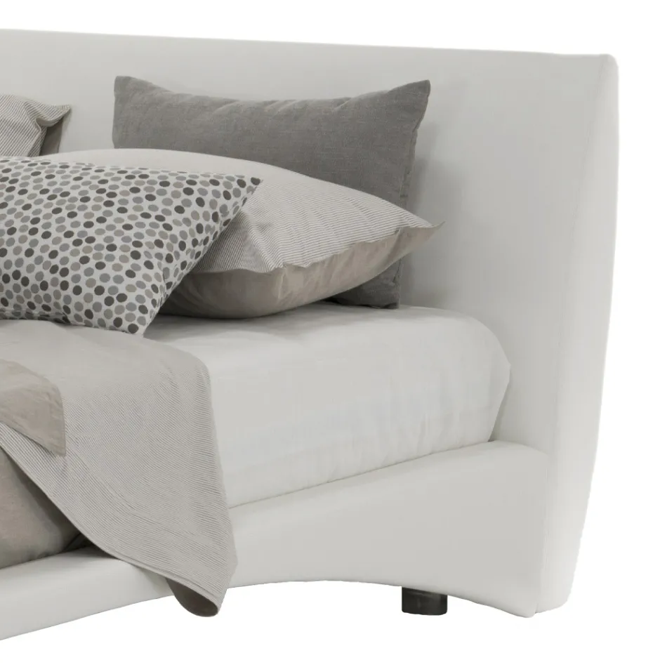 Cama de casal estofada em couro ecológico ou tecido fabricado na Itália - Armonica Viadurini