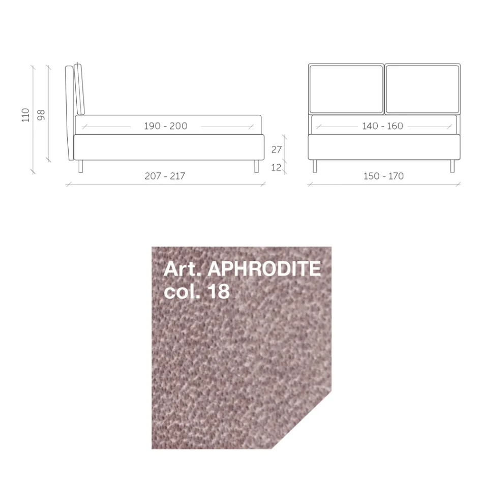 Cama de casal 160x190 com 2 almofadas macias com babado perimetral - Ernesta Viadurini
