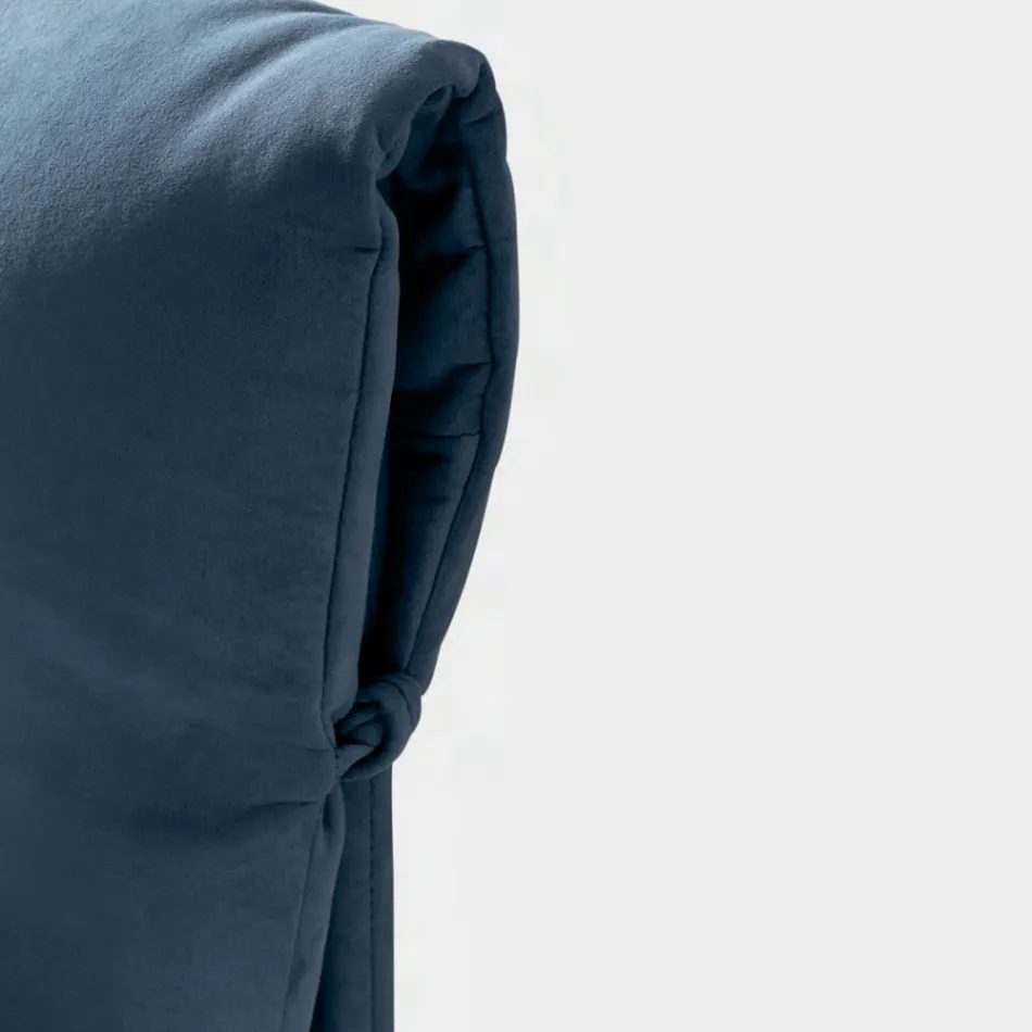 Cama de casal 160x190 com almofadas que envolvem toda a cabeceira - Charme Viadurini