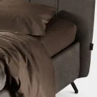 Cama de casal 160x190 com estofamento com perfis verticais com cordão - Nices Viadurini